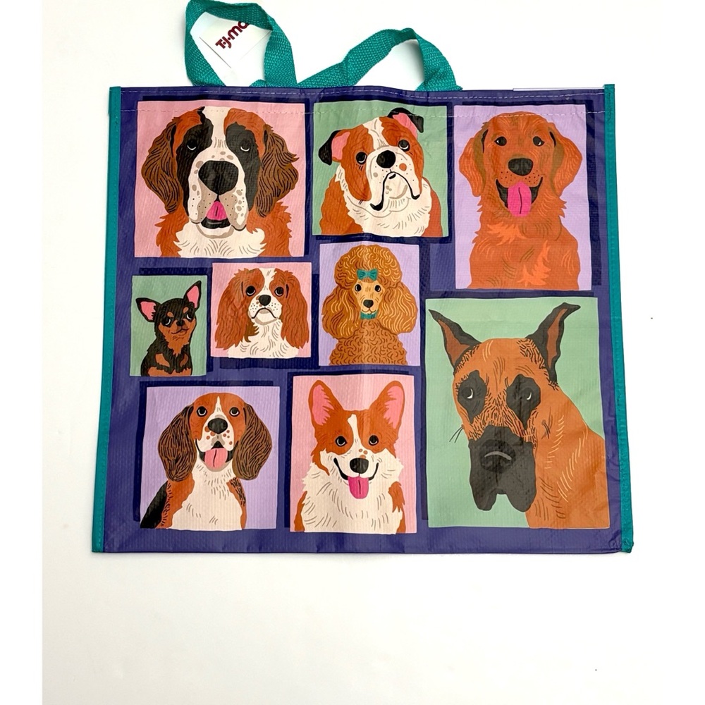 NOVELTY DOGS GALLERY LARGE REUSABLE TOTE BAG TJ MAXX BEAGLE CORGI DANE POODLE